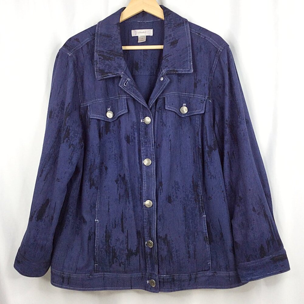 CJ Banks Jacket Women's‎ Plus Size 3X Blue Black Button Down
